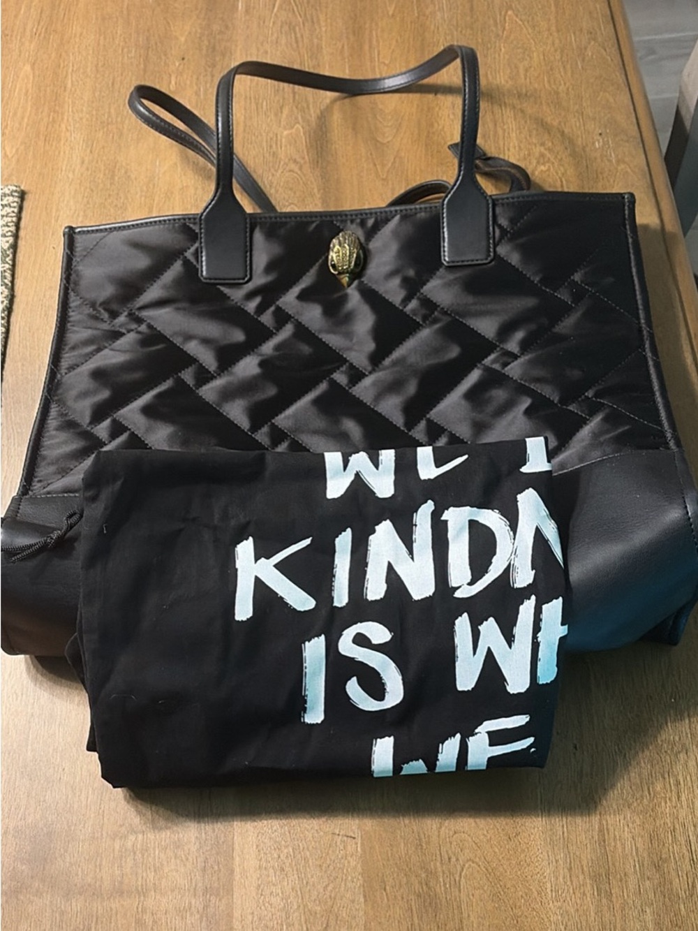Kurt Gieger authentic Quilted Black Women's Tote Bag with Gold Accent